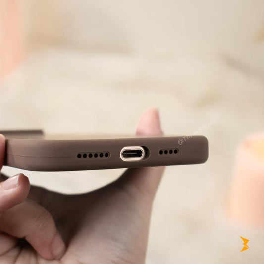 Premium Silicone Case with Apple logo desert Brown 🤎