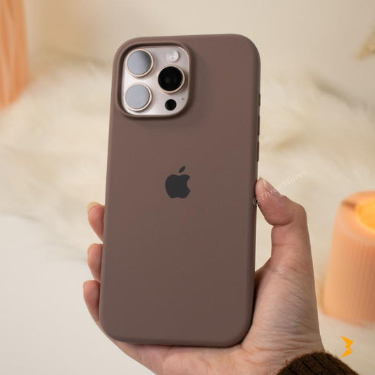 Premium Silicone Case with Apple logo desert Brown 🤎